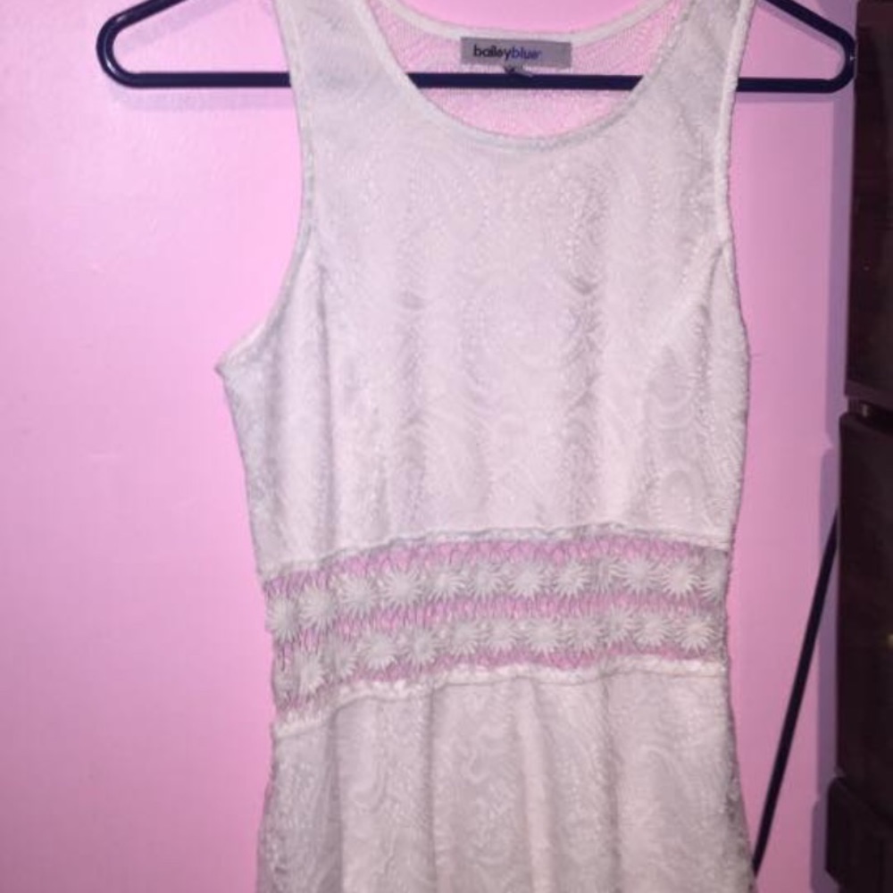 white dress with cutout in the middle